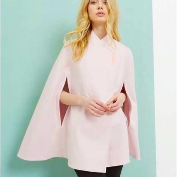 TED BAKER London Designer cashmere wool CAPE PINK rose gold sold out! Rare M - Picture 2 of 14
